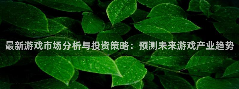 杜邦娱乐注册登录平台：最新游戏市场分析与投资策略：预测未来游